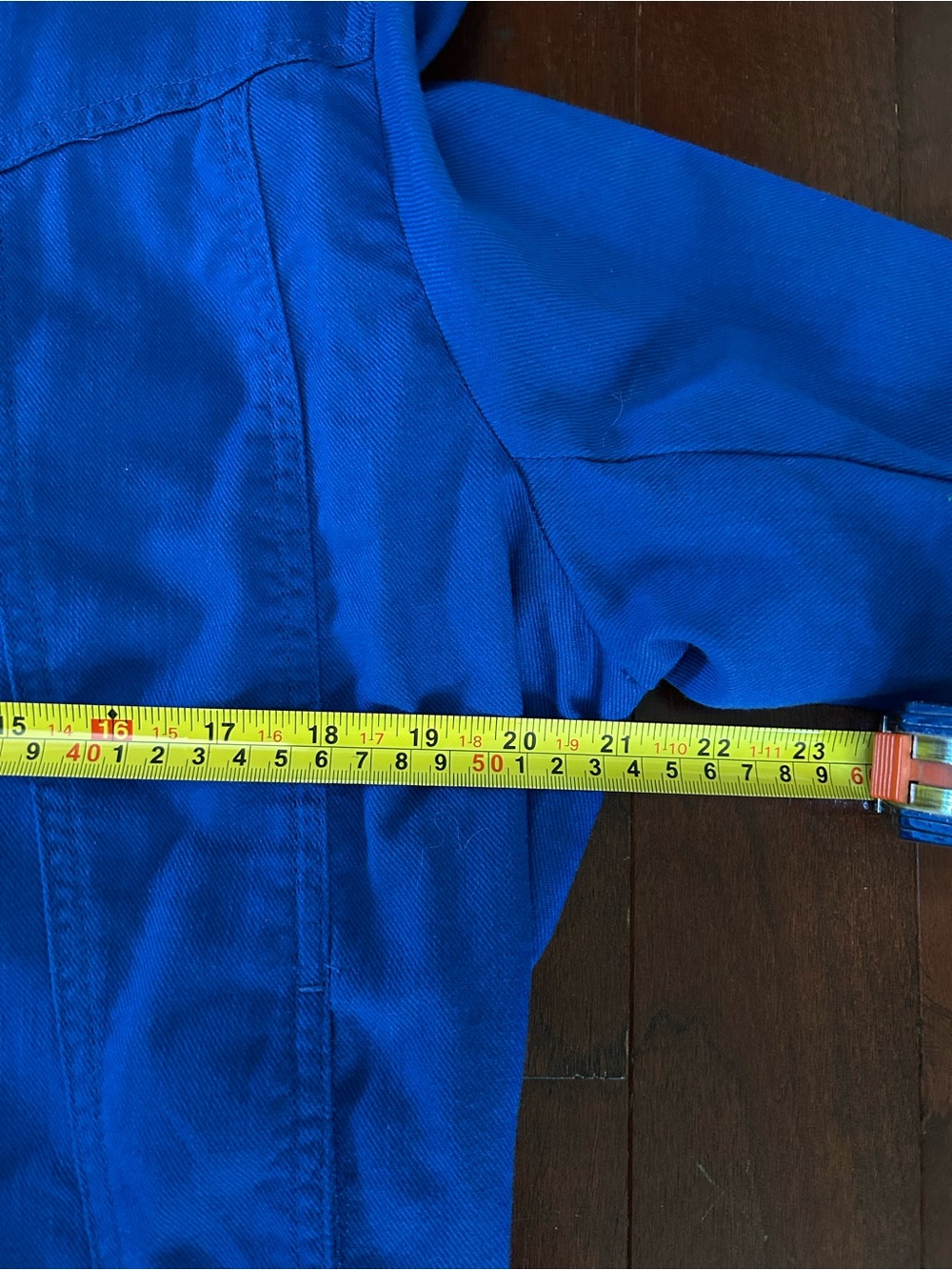 $129 J. Jill Cotton & Linen Seamed Denim Jacket Vibrant Blue Sz large excellent - Picture 9 of 12